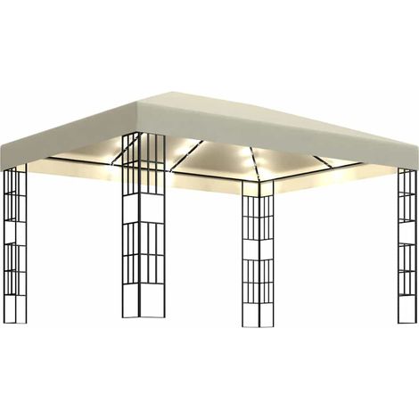 vidaXL Cenador con tira de luces LED 3x4 m crema (1/2)