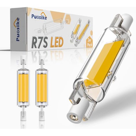 Ampoule LED R7S - 10 W - 600 lm - 2700 K - Dimmable - 78 mm - 220-240 V AC - Pour Éclairage Intérieur et Extérieur - 2 Pièces (1/5)