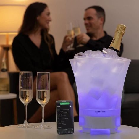 Seau à Champagne Lumineux - CELLUSTOP - Bluetooth 5W - LED 7 couleurs - Rechargeable USB - IPX4