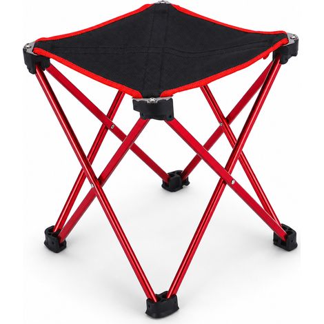 Tabouret pliant extérieur en alliage aluminium ultra léger rouge (1/5)