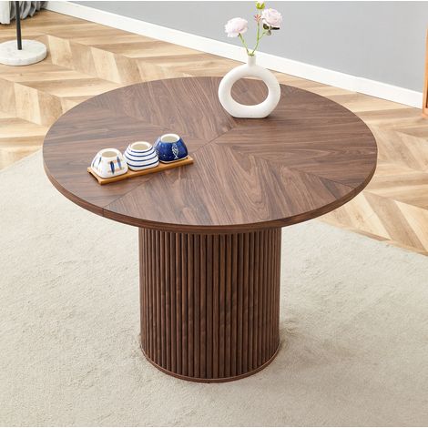 Tavolo da pranzo rotondo in MDF, 100 cm, effetto noce (1/5)
