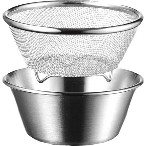 Lot de 2 mini passoires avec bol en acier inoxydable pour baies, fraise, raisin, cerise, fruits (1/5)