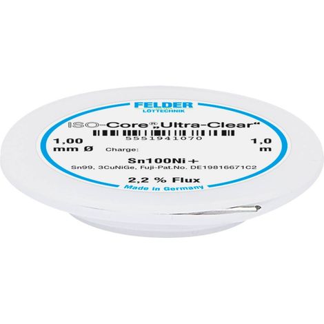 Felder ISO-Core Ultra-Clear Sn100Ni+ Étain à souder sans plomb bobine Sn99,25Cu0,7Ni0,05 1 mm (1/2)