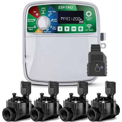 Rain Bird ESP-TM2 4-Zonen-WLAN-Bewässerungsprogrammierer für den Innenbereich  Automatische Gartenbewässerung  4 Magnetventile