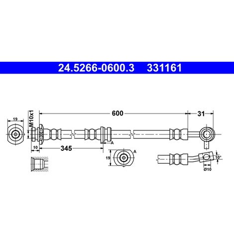 Flexible de frein ATE 24.5266-0600.3 NISSAN 46210-JD005