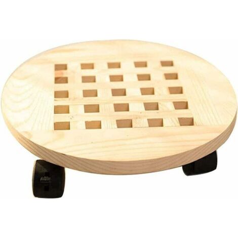 Carro para plantas, soporte rodante para macetas de 25 cm / 9,8 pulgadas, soporte para macetas, carbonizado, resistente a la corrosión, impermeable, para interior y exterior (pino natural). (1/4)