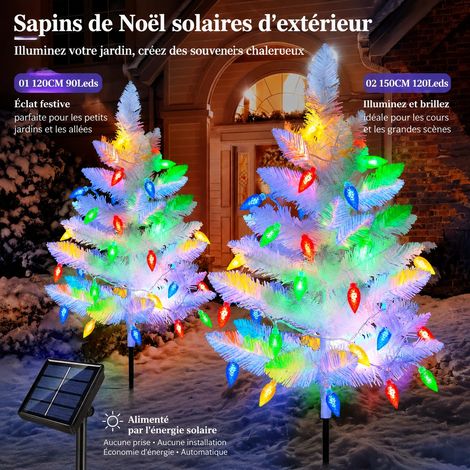 Lot de 2 arbres de Noël solaires blancs 75 cm avec baies rouges pour extérieur 75cm blanc 90cm 218 g – Livraison gratuite