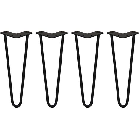 4 Gambe per Tavolo a Forcina SkiSki Legs 35,5cm Acciaio Nero 2 Rebbi 12mm (1/5)