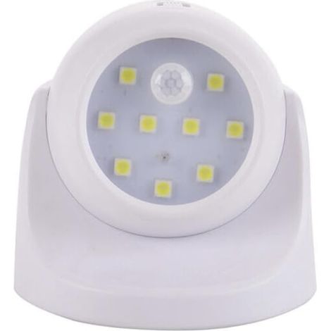 Foco LED para exteriores con detector de movimiento, inalámbrico, 150 lúmenes, esfera extraíble, rotación e inclinación de 360 grados, funciona con pilas (blanco) (1/4)