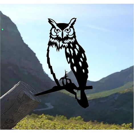 Sculpture de hibou en métal, décoration de branche d'oiseau pour terrasse et jardin. (1/4)