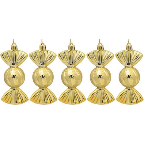 Set di 5 palline di Natale glitterate - Design a pallina di Natale - Con cordino per appenderle - Decorazione per albero di Natale - Decorazione festiva - Decorazione per la casa - (1/2)