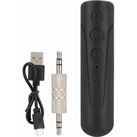 adaptador receptor Bluetooth 4.1, estéreo USB 5V, conector de 3,5 mm, tipo clip, para radio de coche, negro (1/5)