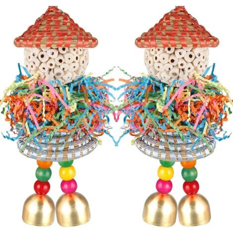 Lot de 2 Jouets pour Oiseaux à Suspendre avec Clochette pour Petits perroquets, perruches, calopsittes, Conures, Oiseaux d'amour (1/5)