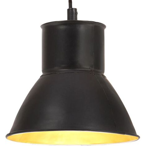 Suspension ronde noire de 25 watts, 17 cm, culot E27. (1/5)