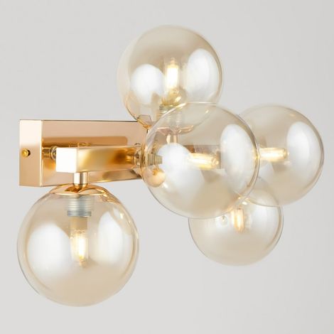 Wandleuchte Wandlampe Flurleuchte Schlafzimmerlampe Gold Bernstein B 38 cm (1/5)