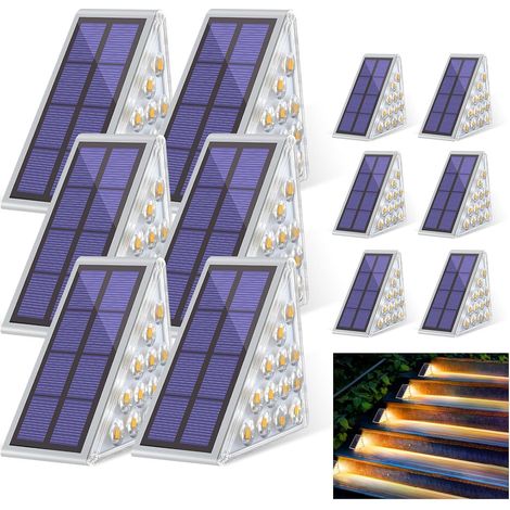 Lampe Solaire Exterieur - 12 Pièces Lampes Solaires pour Escaliers - 13 LEDs Blanc Chaud - IP65 Éclairage étanche pour Jardin, Patio, Garage, Marche, Escaliers (1/5)