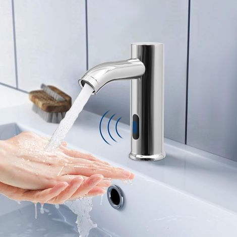 1 Robinet Capteur Infrarouge Acier Inoxydable Vanne Carrée Tuyaux Longs Salle De Bain Cuisine (1/5)