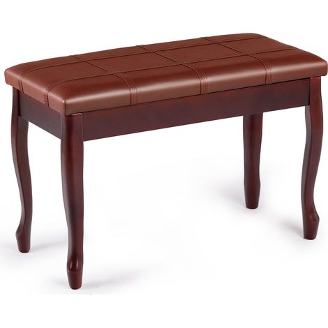 Banquette pour Piano avec Coussin en Cuir Rembourré Confortable et Compartiment de Rangement Marron (1/2)