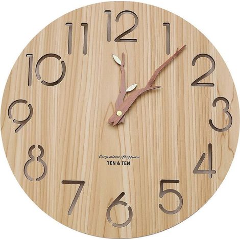 Horloge murale 3D en bois de style nordique, style ajouré, idéale pour la chambre d'enfant ou la décoration intérieure (30 cm). (1/5)