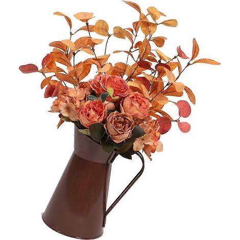 Plante artificielle à feuilles dans un vase en métal pour Thanksgiving, mariage ou fête. (1/5)