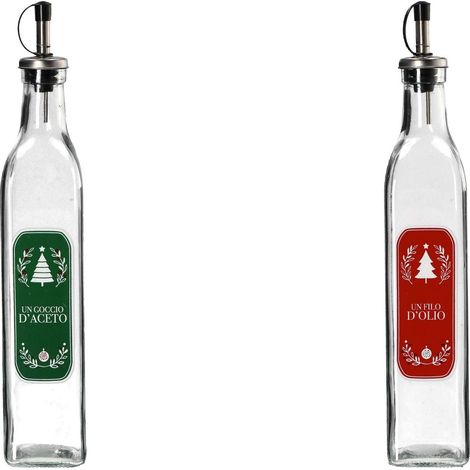 Ad Trend Oliera o Acetiera Natale Merry Christmas Ass. 500 Ml 6 x 6 Cm H 31 Cm Trasparente 1 Pz (1/3)