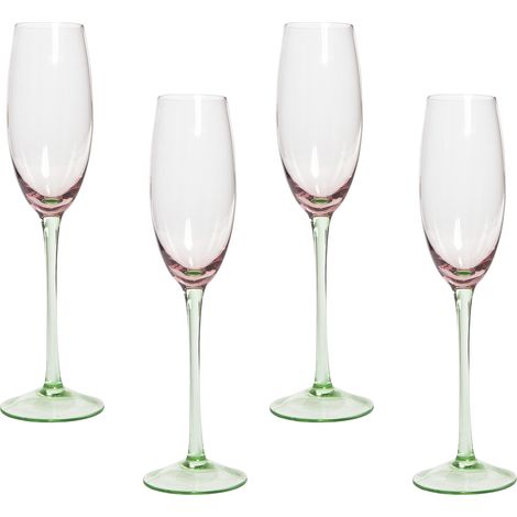 Conjunto de 4 copas de champán sopladas a mano transparente rosa y verde 20 cl Diopside (1/5)