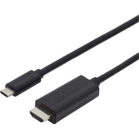 Câble adaptateur Digitus USB-C® / HDMI USB-C® mâle, Fiche mâle HDMI-A 5.00 m noir AK-300330-050-S blindé, blindage double Câble d'afficheur USB Y253062 (1/8)