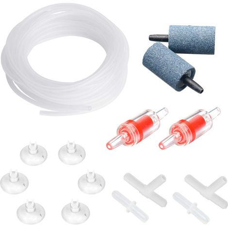 Tuyau Air Aquarium 4 m De Tuyau d'air Kit d'Accessoires pour Pompe à Air Standard avec Cylindres De Pierre à Air Connecteurs Ventouses Et Clapets Anti-Retour pour l'Aération d'un Aquarium (1/5)