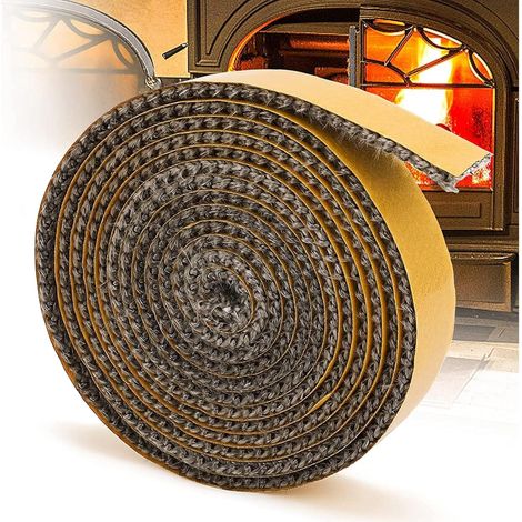 Cyslmuk – Ruban d'étanchéité en fibre de verre 3 mm x 12 mm x 2 m – Résistant à haute température – Joint auto-adhésif pour poêles et cheminées