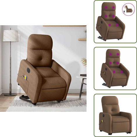 The Living Store Elektrischer Massagesessel mit Aufstehhilfe Braun Stoff - Elektrostuhl - MassageSessel - Recamiere - Fernsehsessel - Bequeme Sessel (1/5)