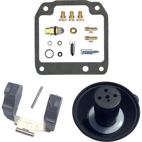 Kit de réparation de carburateur pour SR125 1987-1988 125 cm³ Kit + Flotteur + Piston Compatible SR125 Monocylindre 125 cm³ Joints en nitrile résistants à l'essence, gicleurs de précision en laito