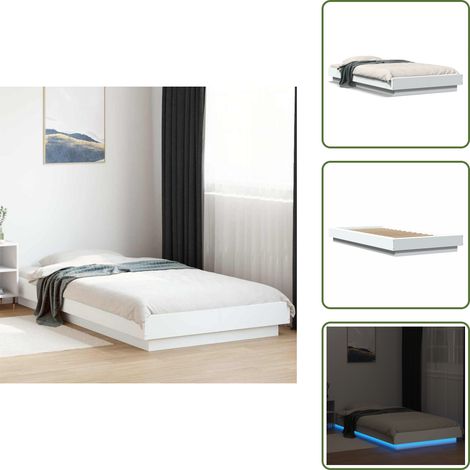 The Living Store Cadre de lit avec lumières LED sans matelas blanc 100x200 cm - Cadre De Lit - Lit Avec Led - Luminaire De Lit - Éclairage De Chambre - Meuble De Chambre (1/5)