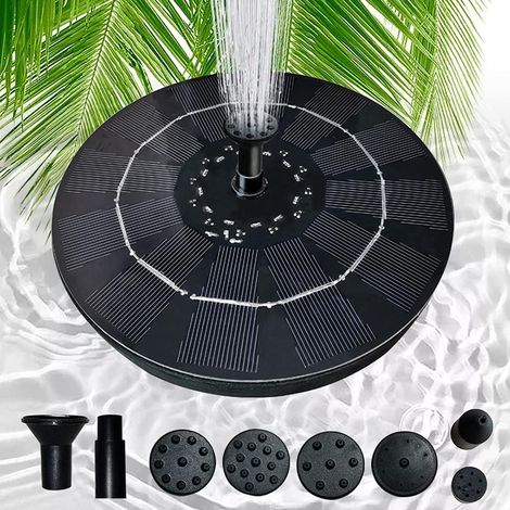 Fuente solar, fuente solar para jardín, bomba solar para fuente, 800 mAh, 1 W, altura del haz: 0,7 m, fuente para jardín, bebedero para pájaros, acuario (1/5)