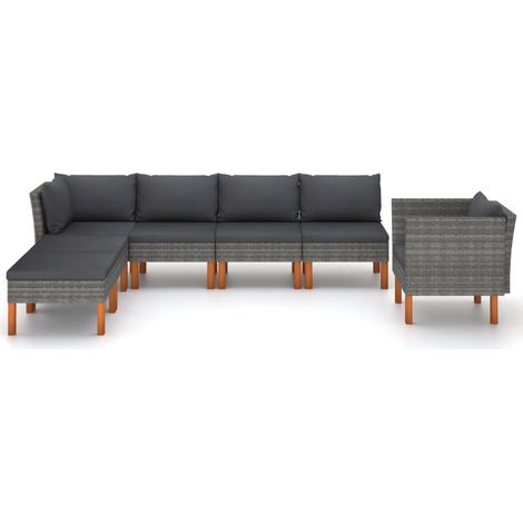 Maison Exclusive - 7-tlg. Garten-Lounge-Set Poly Rattan und Eukal