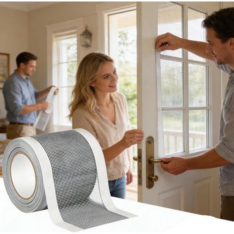 Cinta reparadora para mosquiteras，12 cm x 5 m，Reparación de mosquiteras，Cinta adhesiva para mosquiteras，Cinta para ventanas (1/4)