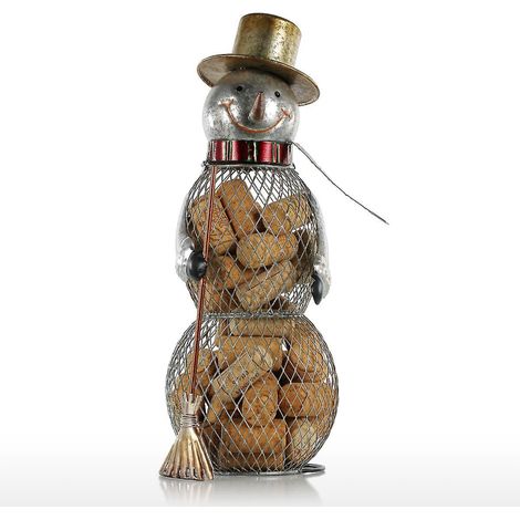 Weihnachtsschneemann aus Korkbehälter, Metall, handgefertigt, Heimdekoration, praktisches Basteln, Weihnachtsgeschenk