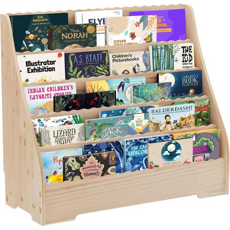 Bibliothèque Étagère à Livres pour Enfant, Meuble Rangement Enfant avec 5 Compartiments Ouverts,79x70x32cm (1/5)