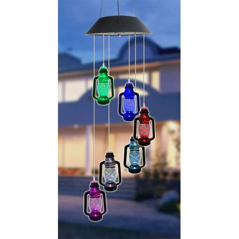 Campanelli a vento solari a LED per esterni con luci a colori variabili, decorazione romantica per casa, giardino e patio (a cherosene)