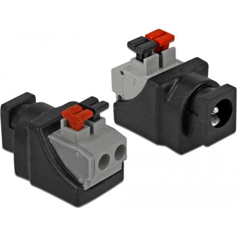 Delock adapter dc 5.5 x 2.1 mm female terminal block with push button 2 pin