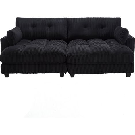 2-Sitzer-Sofa schwarz aus Cord, in 2 Sessel teilbar MODENUIT (1/5)