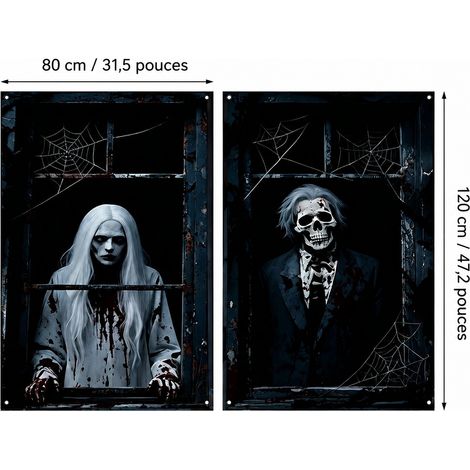 Lot de 2 Décorations de Fenêtre Halloween 80×120 cm Modèle 31WS-40 31ws-40 30 × 25 × 1 cm 160 g – Livraison gratuite