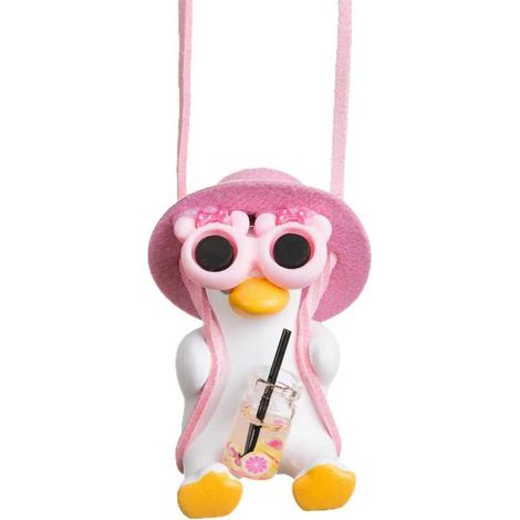 Colgante para espejo retrovisor de coche con forma de pato, decoración divertida (rosa, 1 unidad) (1/4)