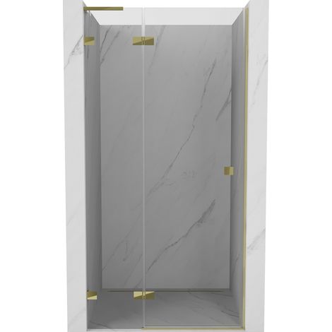 Mexen Lunar L Duschtür, schwenkbar links 125 cm, transparent, gold - 834L-125-000-50-00-L