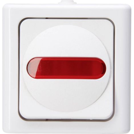 Interrupteur de commande IP44 pour pièces humides – Courant 10A sous 250V – Thermoplastique blanc arctique et rouge – Dimensions 7,8 x 7,8 x 5,4 cm – Kopp (1/3)