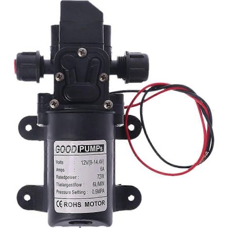 Pompe auto-amorçante à membrane haute pression 70 W, 12 V CC, 130 PSI, 6 L/min (1/5)
