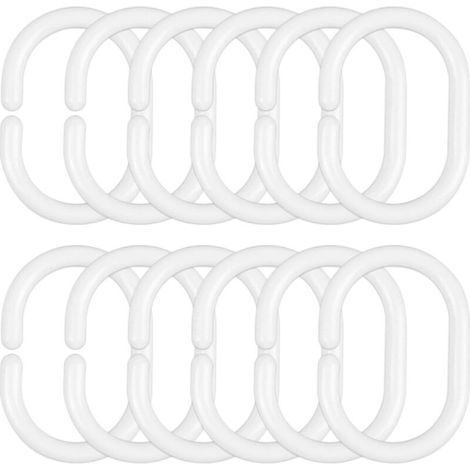 12 crochets pour rideau de douche, faciles à installer, grande capacité de charge, surface lisse, adaptés aux rideaux de douche. (1/4)
