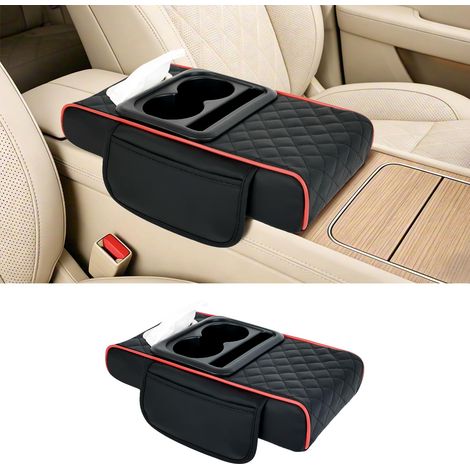 Coussin d'Accoudoir de Voiture Universel Multifonction (Noir Rouge) (1/5)