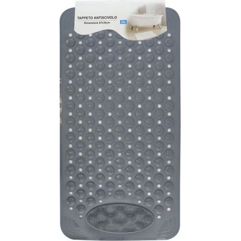 Trade Shop - Rutschfeste Badewannenmatte, grau, 67 x 36 cm, 87558 -