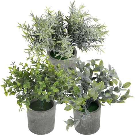 Artificial Potted Plants, 3pcs, Realistic Appearance, Made of Plastic and Paper, Kitchen and Office Decoration for a Soothing Atmosphere (1/5)