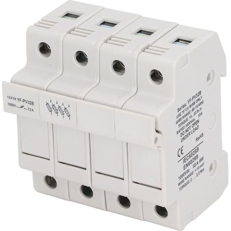 Fusible DC 32A 6W, Base porte-fusible 4P YF-PV32B, rail DIN, 1000V, élément de remplacement, kit de protection solaire (1/5)